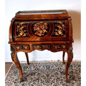 Bureau à Cylindre Marqueté De Style Louis XV