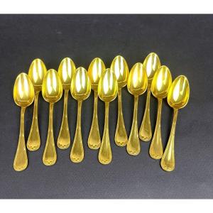 Set Of 12 Christofle Moka Spoons, Crossed Ribbons Model