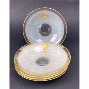 Set Of 7 Crystal Bowls, Bread Plates, Maison Le Rosey, Griffon d'Or