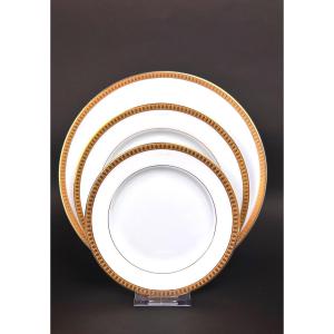 Christofle Porcelain, Set Of 3 Plates Malmaison Model