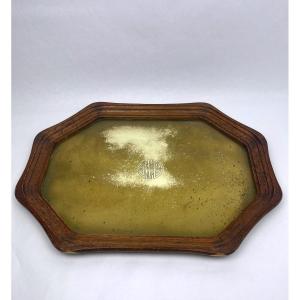 Asian Brass And Wood Tray