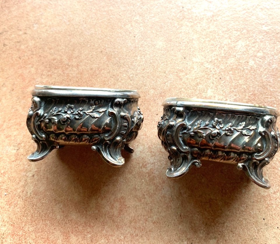 Pair Of Salerons In Silver Louis XV Style G. Keller-photo-1