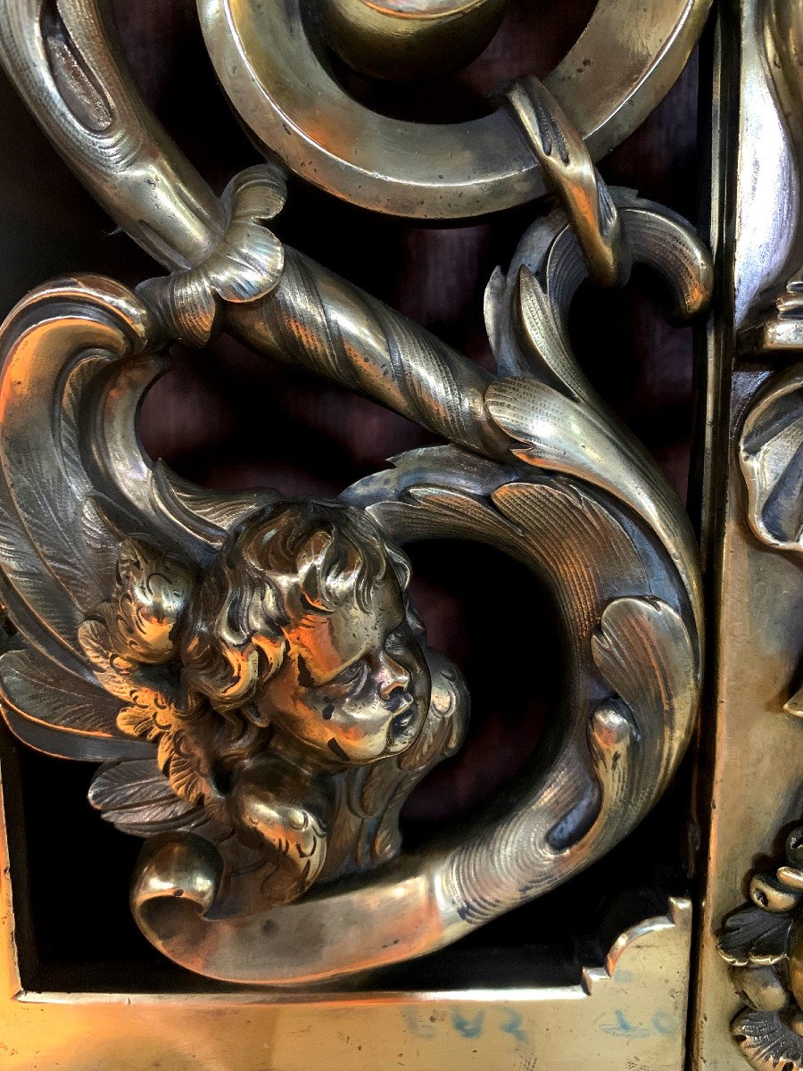 Superbe Portes d'autel votif, En Bronze, XVIII° Siècle-photo-2