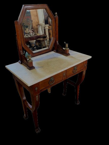 19th Century Dressing Table White Marble Top, Claw Feet