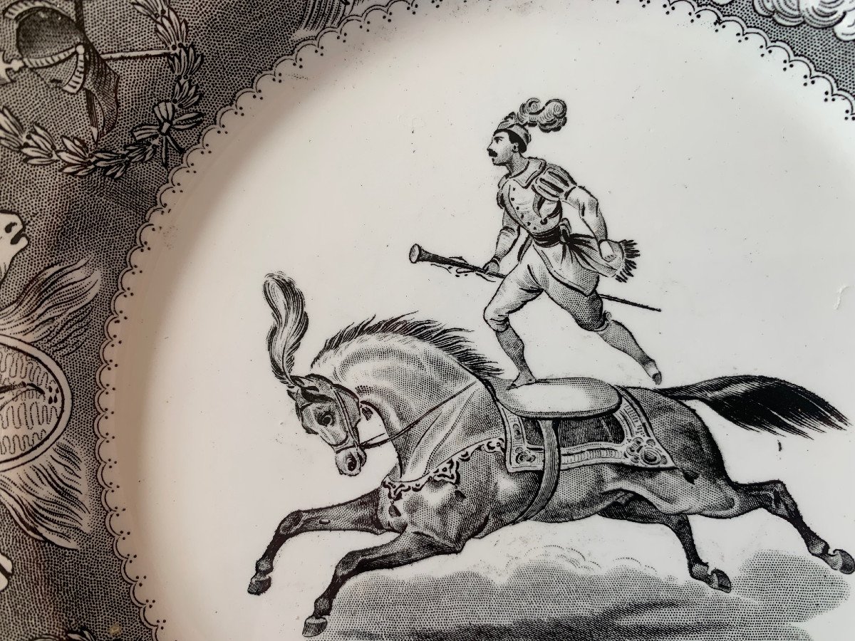 Pair Of Lebeuf Milliet Et Cie Plates On The Theme Of Acrobatic Horse Riding-photo-2