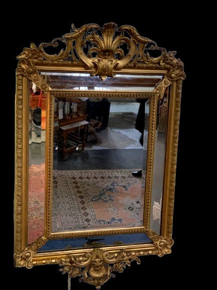 Louis XV, Louis XVI, Napoleon III Period Transition Style Closed Parts Mirror-photo-2