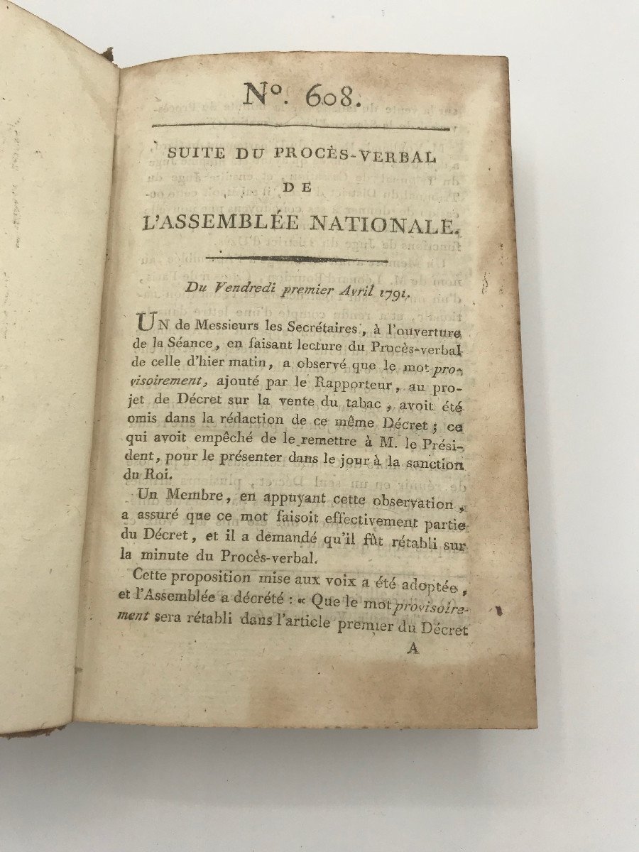 Procès Verbal De l'Assemblée Nationale 1° Avril Au 15 May 1791-photo-4