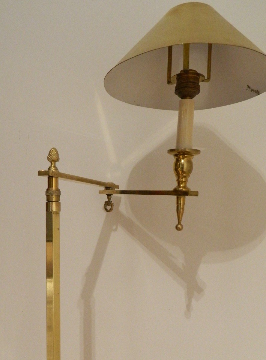 Brass Reading Floor Lamp, Mid 20th Century-photo-4