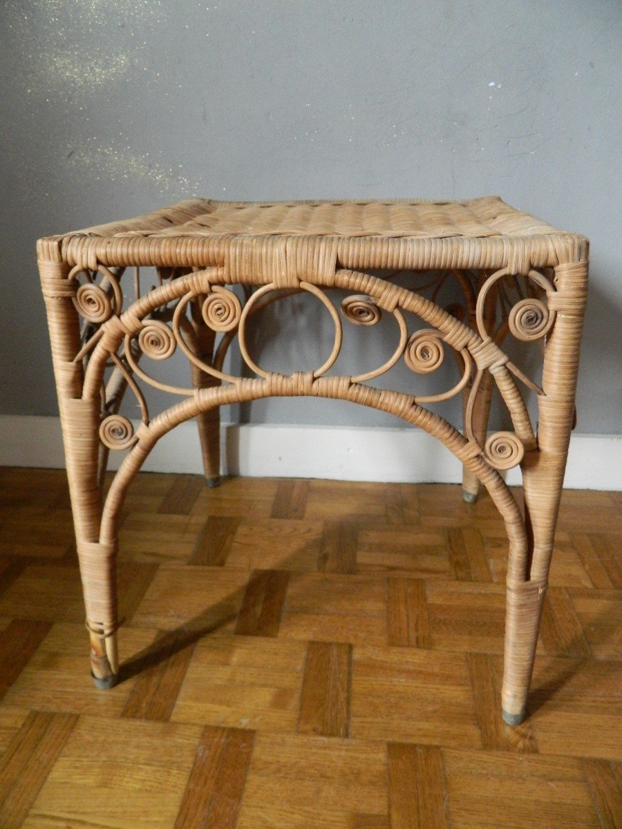 Tabouret Ou Table d'Appoint En Osier-photo-3