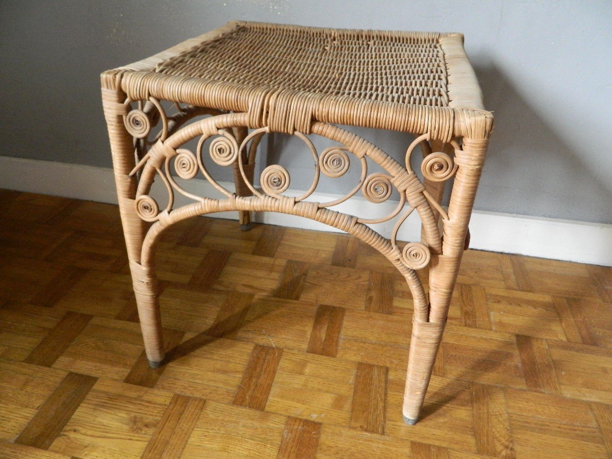 Tabouret Ou Table d'Appoint En Osier