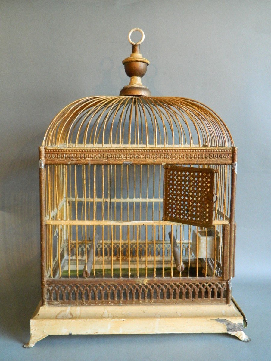 19th Century Painted Metal Bird Cage-photo-2