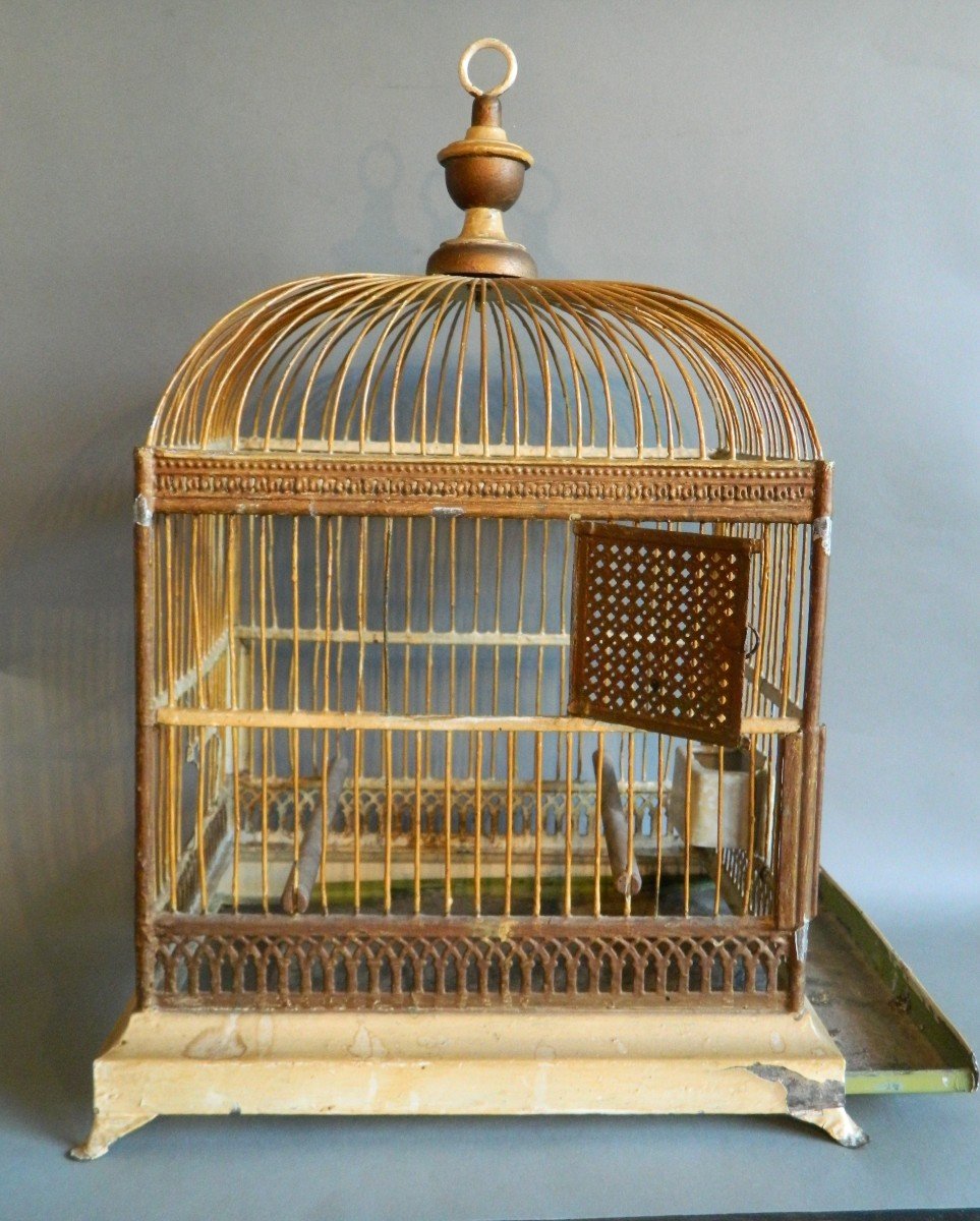 19th Century Painted Metal Bird Cage-photo-3