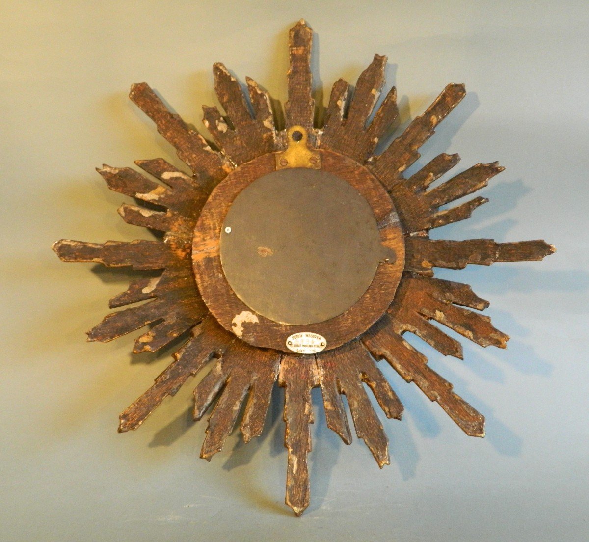 Cartel Sun Wall Lamp In Golden Wood, Circa 1900-photo-5