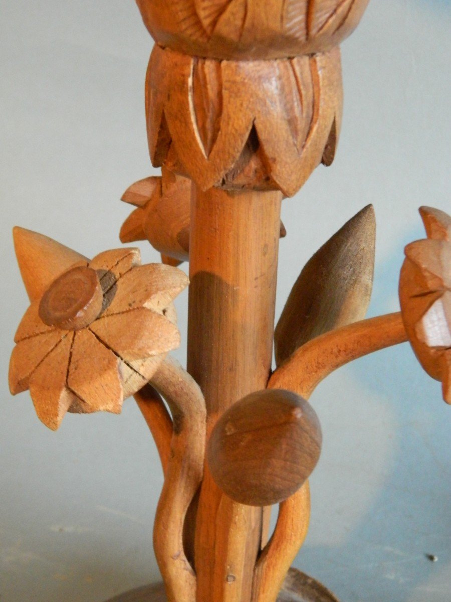 Wooden Lotus Lamp, Circa 1950-photo-3