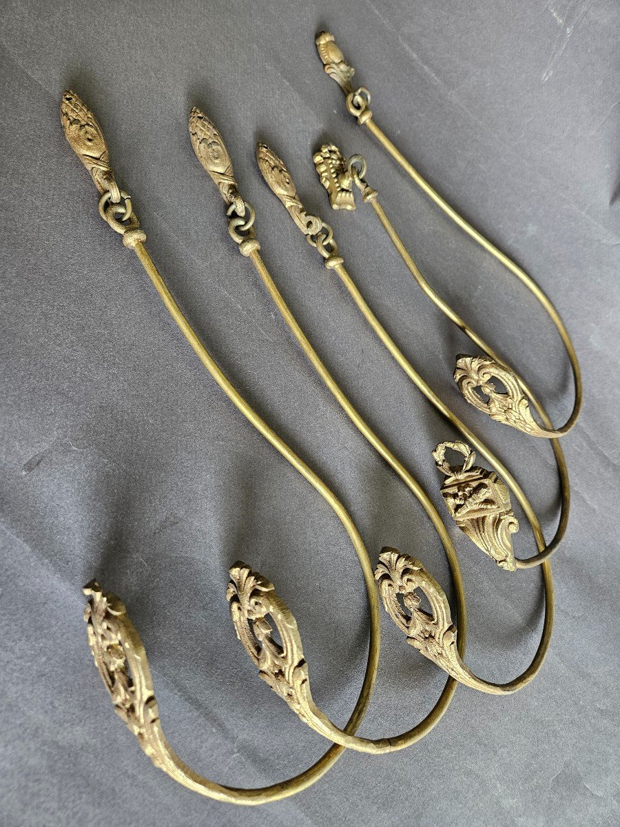 Set Of 5 Gilded Bronze Tiebacks-photo-2