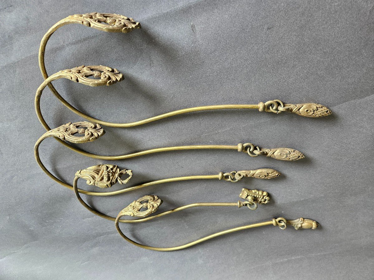 Set Of 5 Gilded Bronze Tiebacks