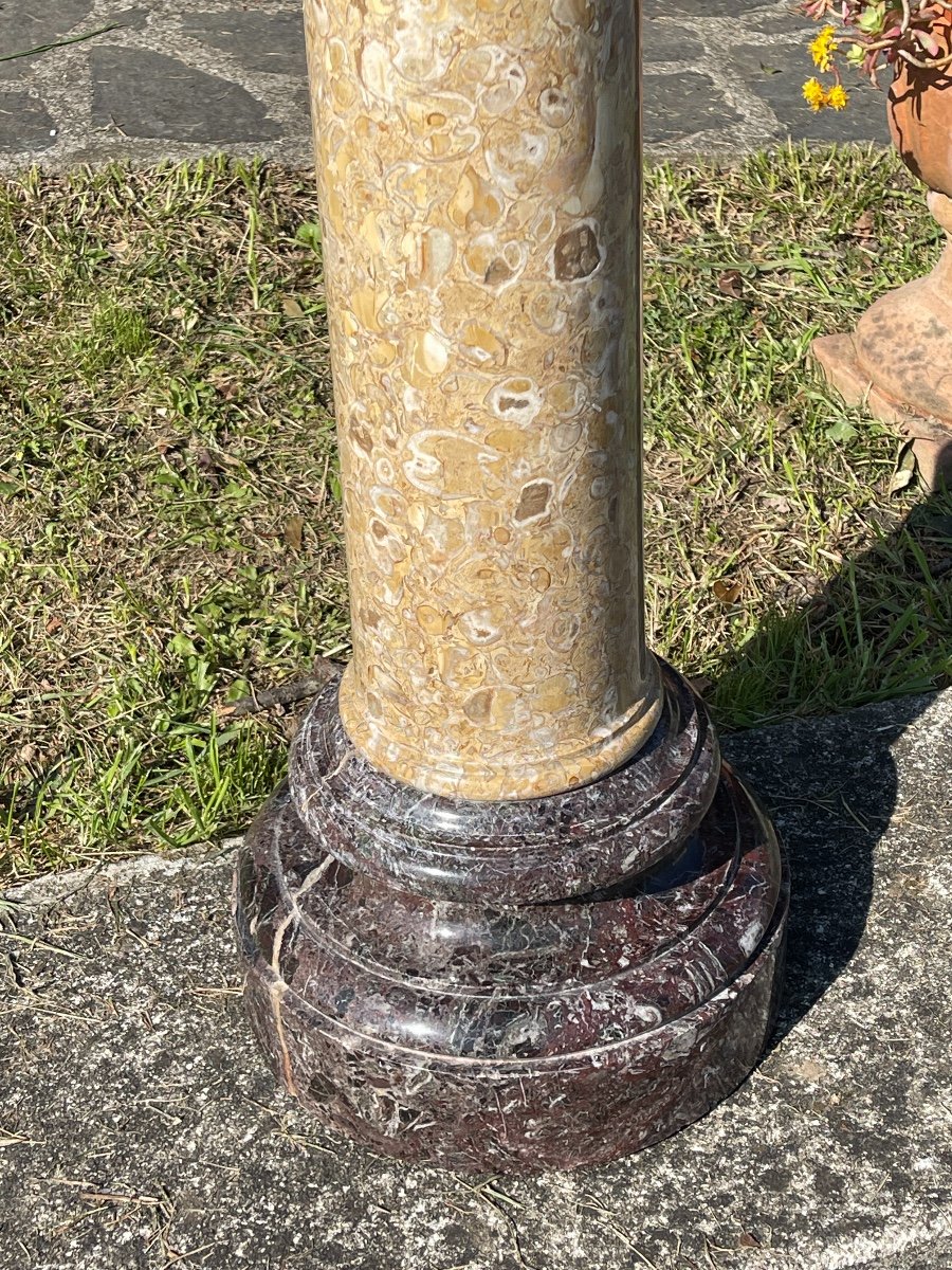 Lumachello Column With Base And Capital In Levanto Red-photo-3