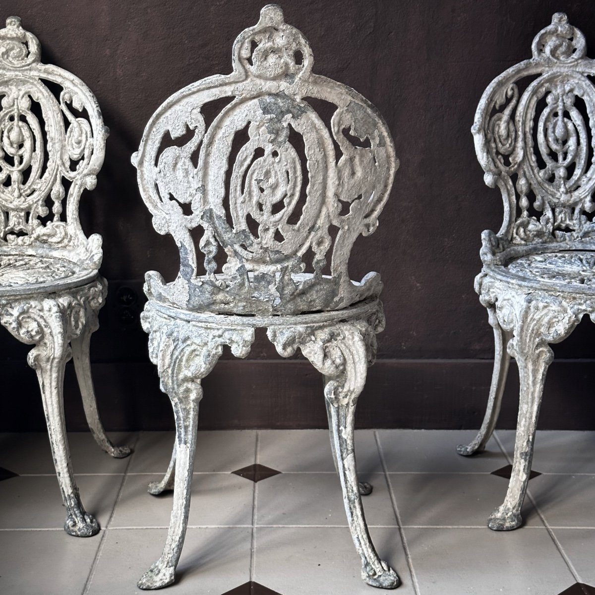 Series Of 4 19th Century Victorian Style Garden Chairs-photo-6