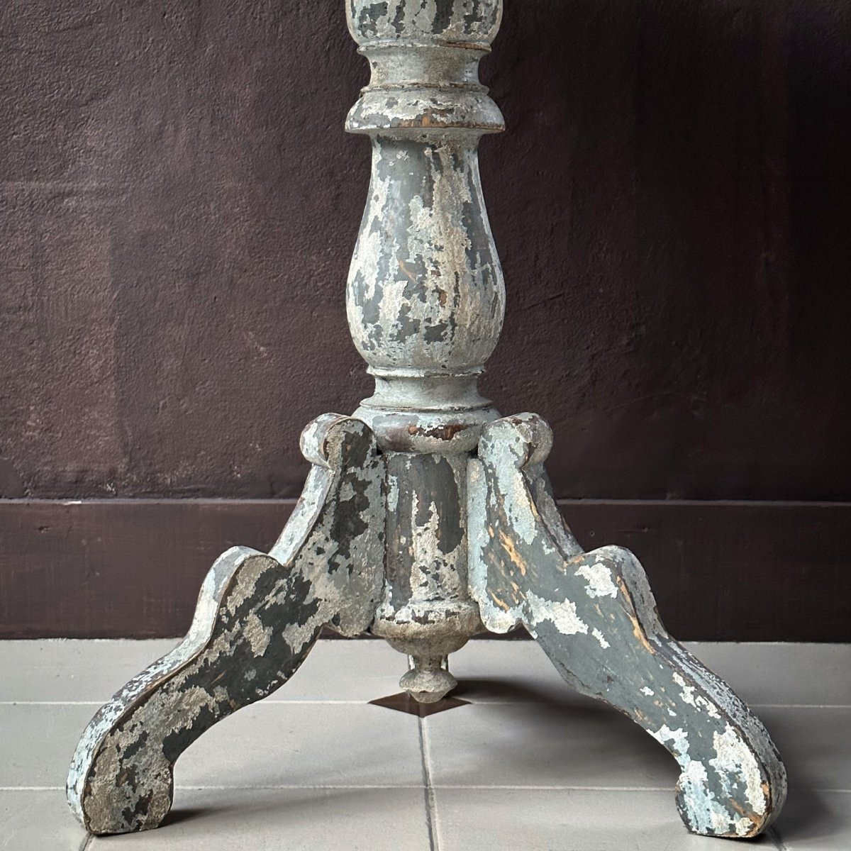 Painted/patinated Wood Pedestal Table Late 19th Century-photo-3