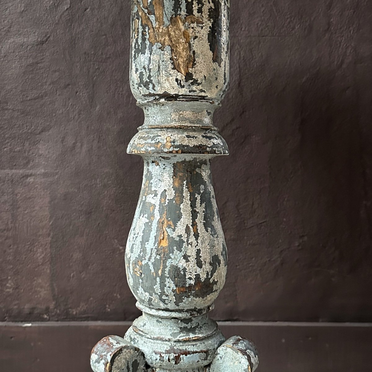 Painted/patinated Wood Pedestal Table Late 19th Century-photo-4