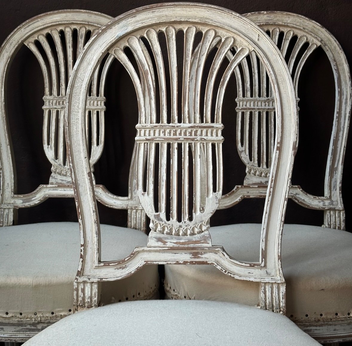 Suite de 4 Chaises Montgolfières de Style Louis XVI-photo-4