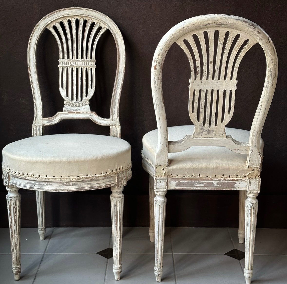 Suite de 4 Chaises Montgolfières de Style Louis XVI-photo-6