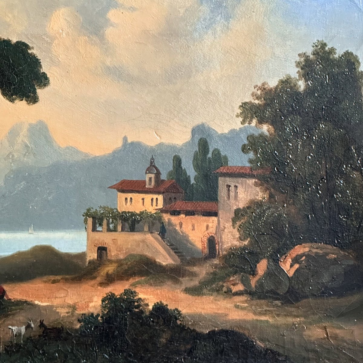 Paysage  d’Italie/Huile Sur Toile XIXe/École Italienne-photo-5