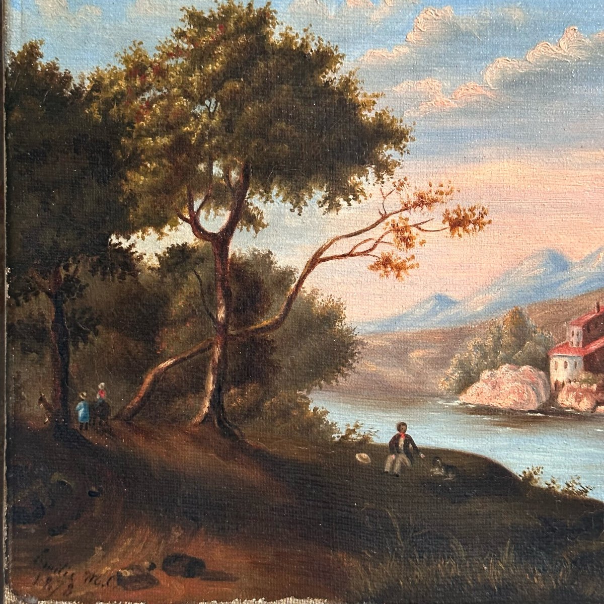 Italian Landscape / Oil On Canvas / 19th Century French School-photo-2