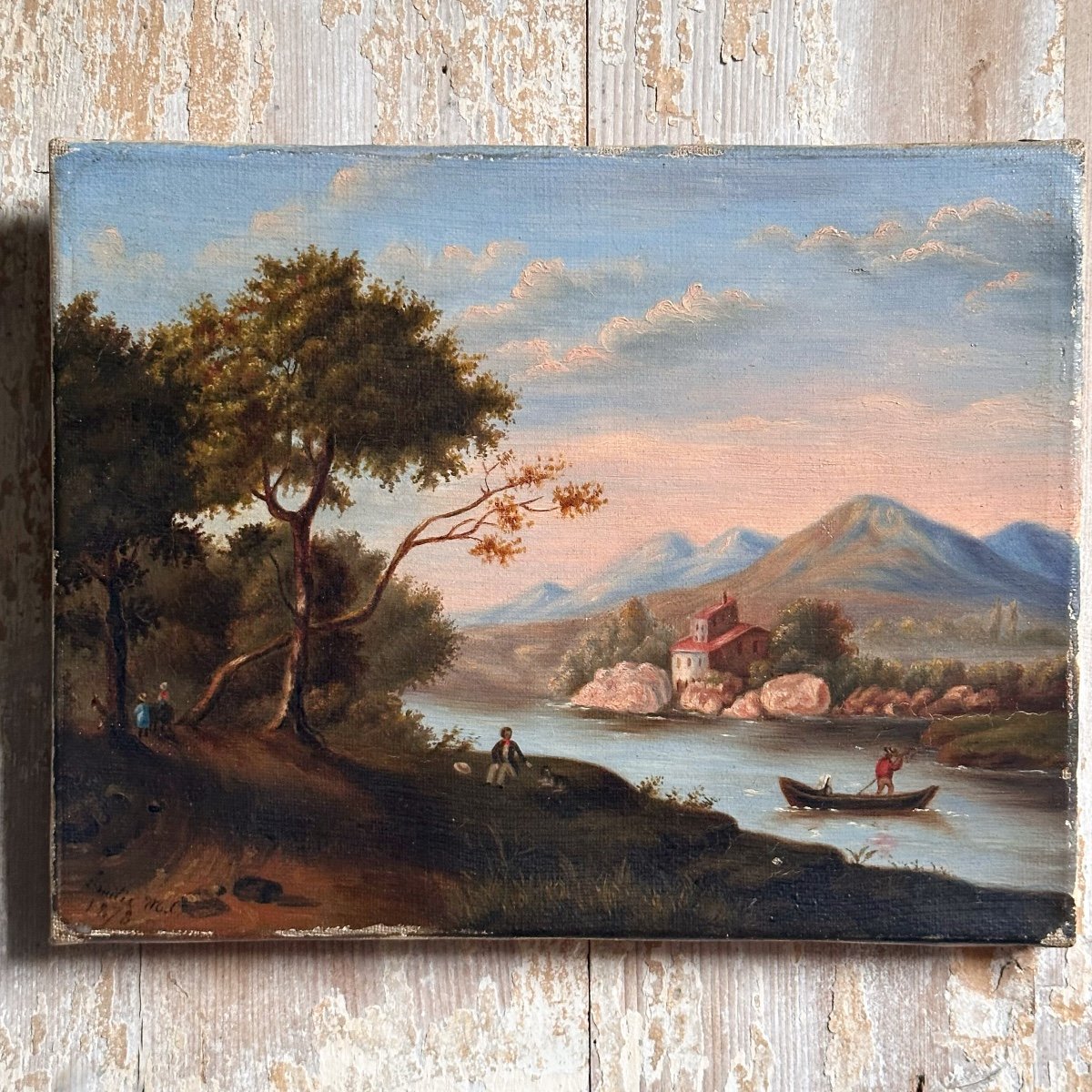 Italian Landscape / Oil On Canvas / 19th Century French School-photo-7