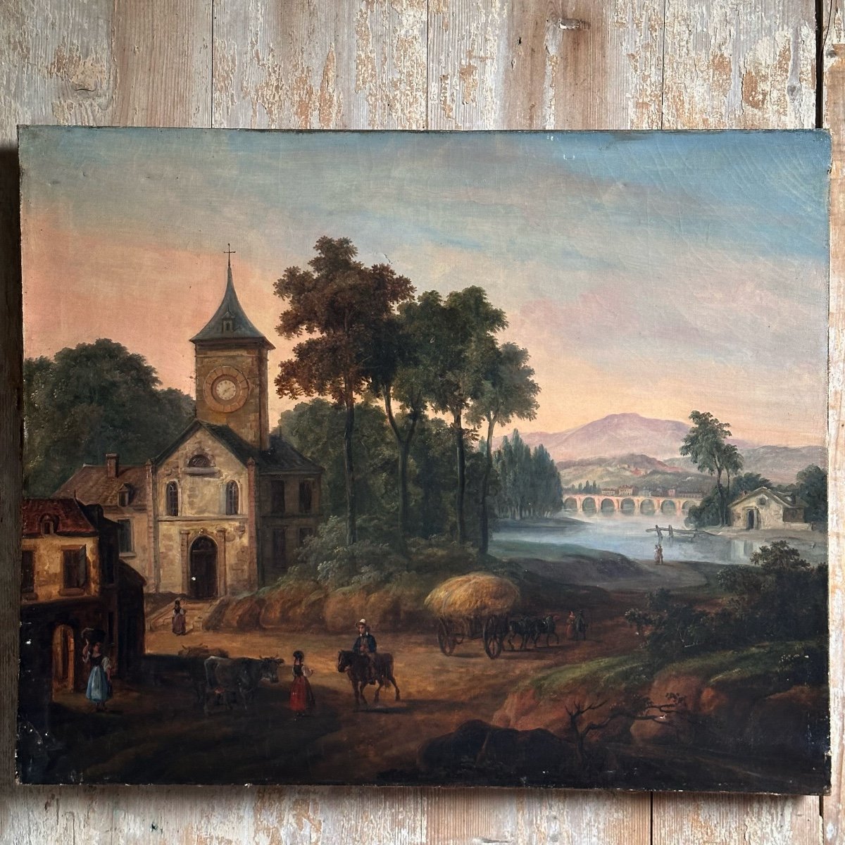 Italian Landscape / Oil On Canvas / 19th Century French School-photo-1