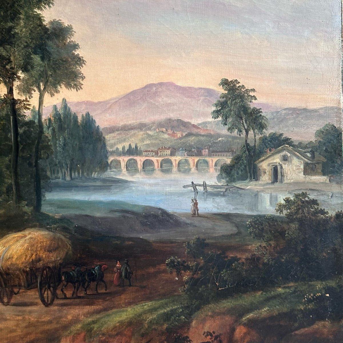 Italian Landscape / Oil On Canvas / 19th Century French School-photo-4