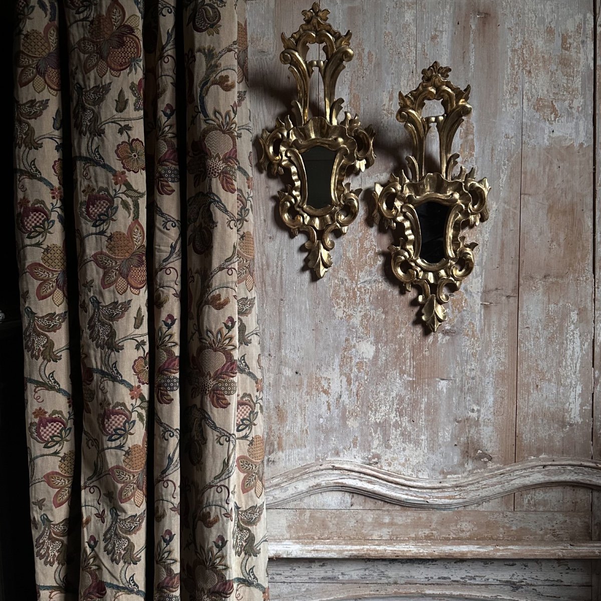 Pair Of Baroque Mirrors In Carved Gilded Wood, Italy, 20th Century-photo-4