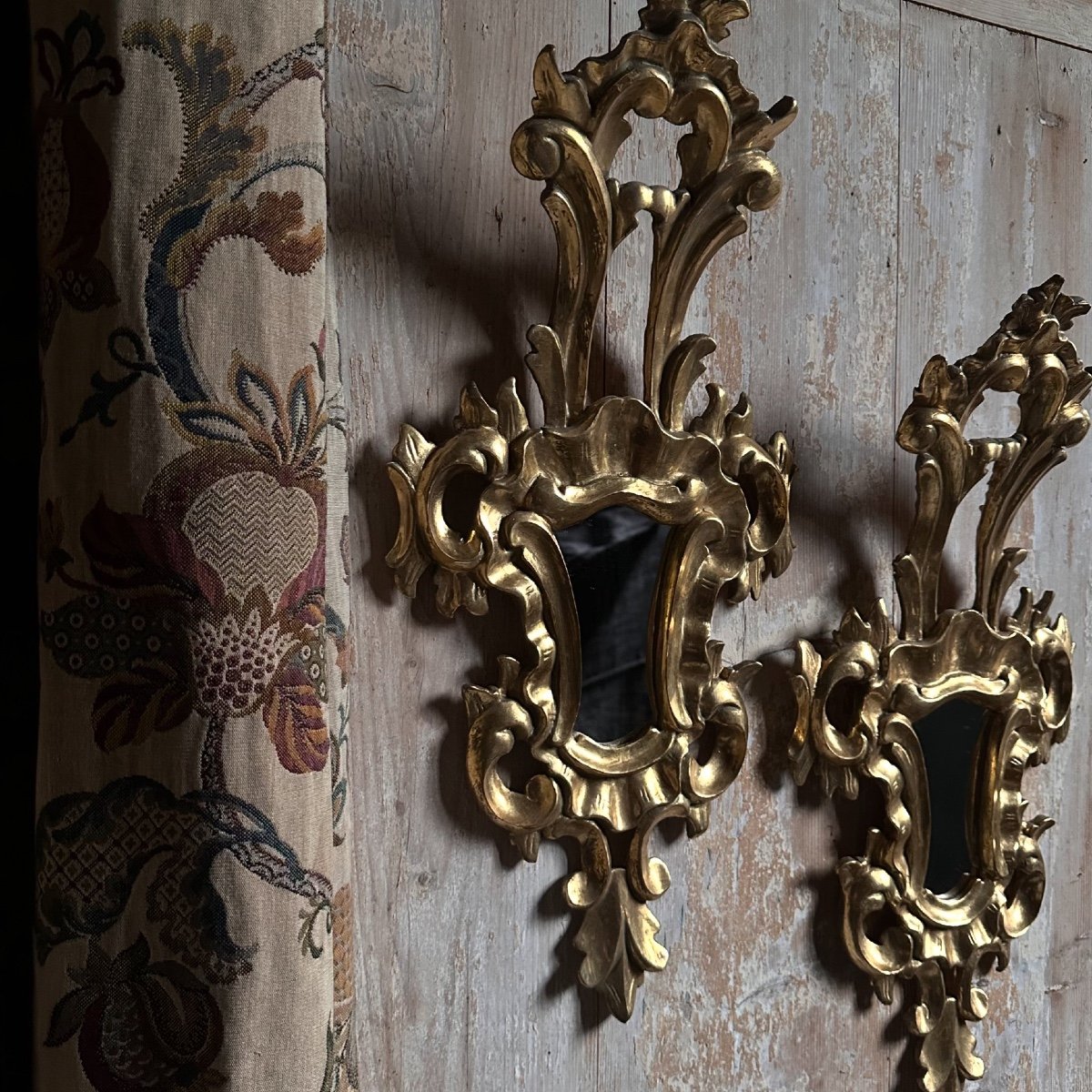 Pair Of Baroque Mirrors In Carved Gilded Wood, Italy, 20th Century-photo-5