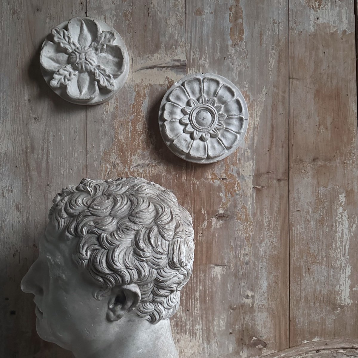 Pair Of Plaster Workshop Rosette Casts / Late 19th Century-photo-6