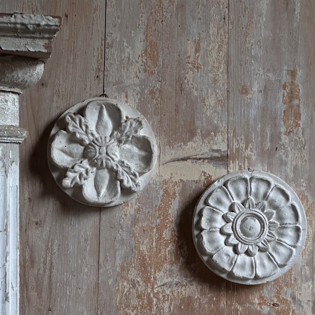 Pair Of Plaster Workshop Rosette Casts / Late 19th Century