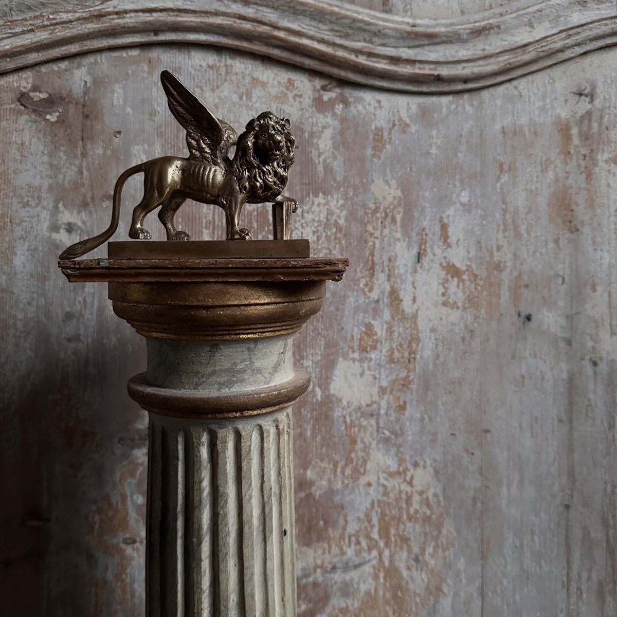 “winged Lion Of Saint Mark” On Bronze Base, Late 19th Century-photo-2