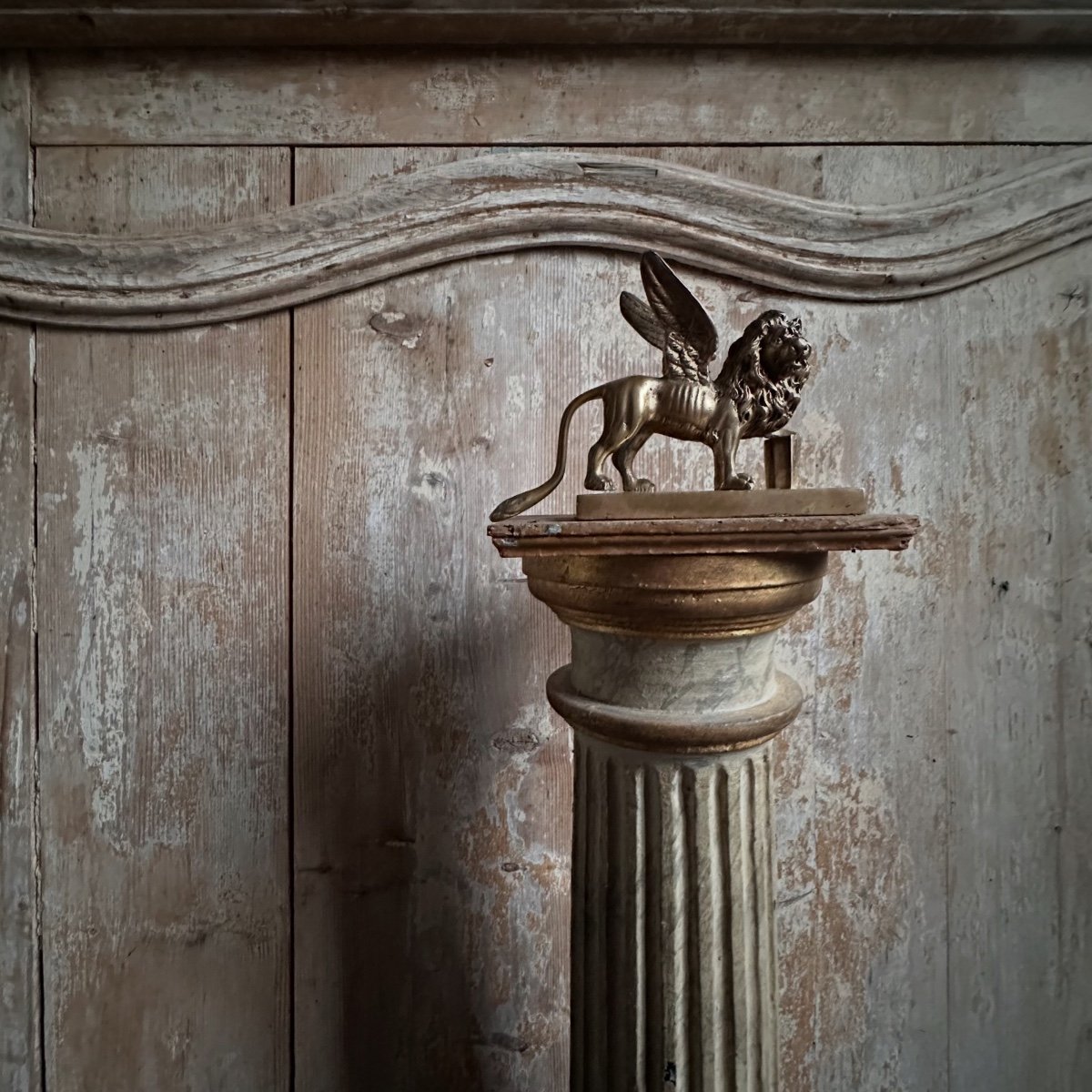 “winged Lion Of Saint Mark” On Bronze Base, Late 19th Century-photo-4