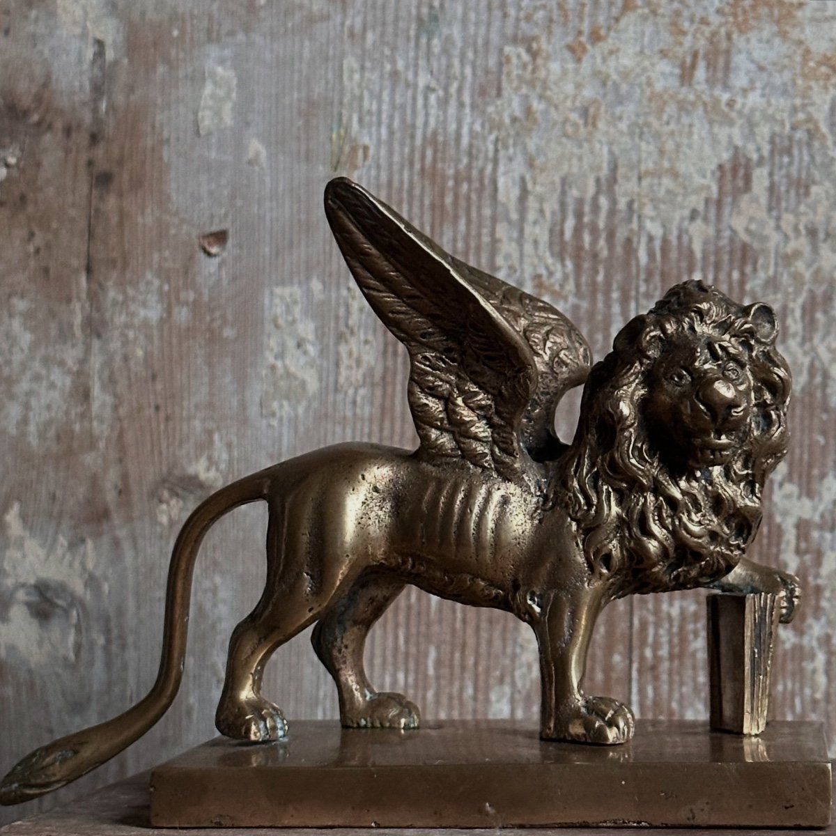 “winged Lion Of Saint Mark” On Bronze Base, Late 19th Century-photo-1