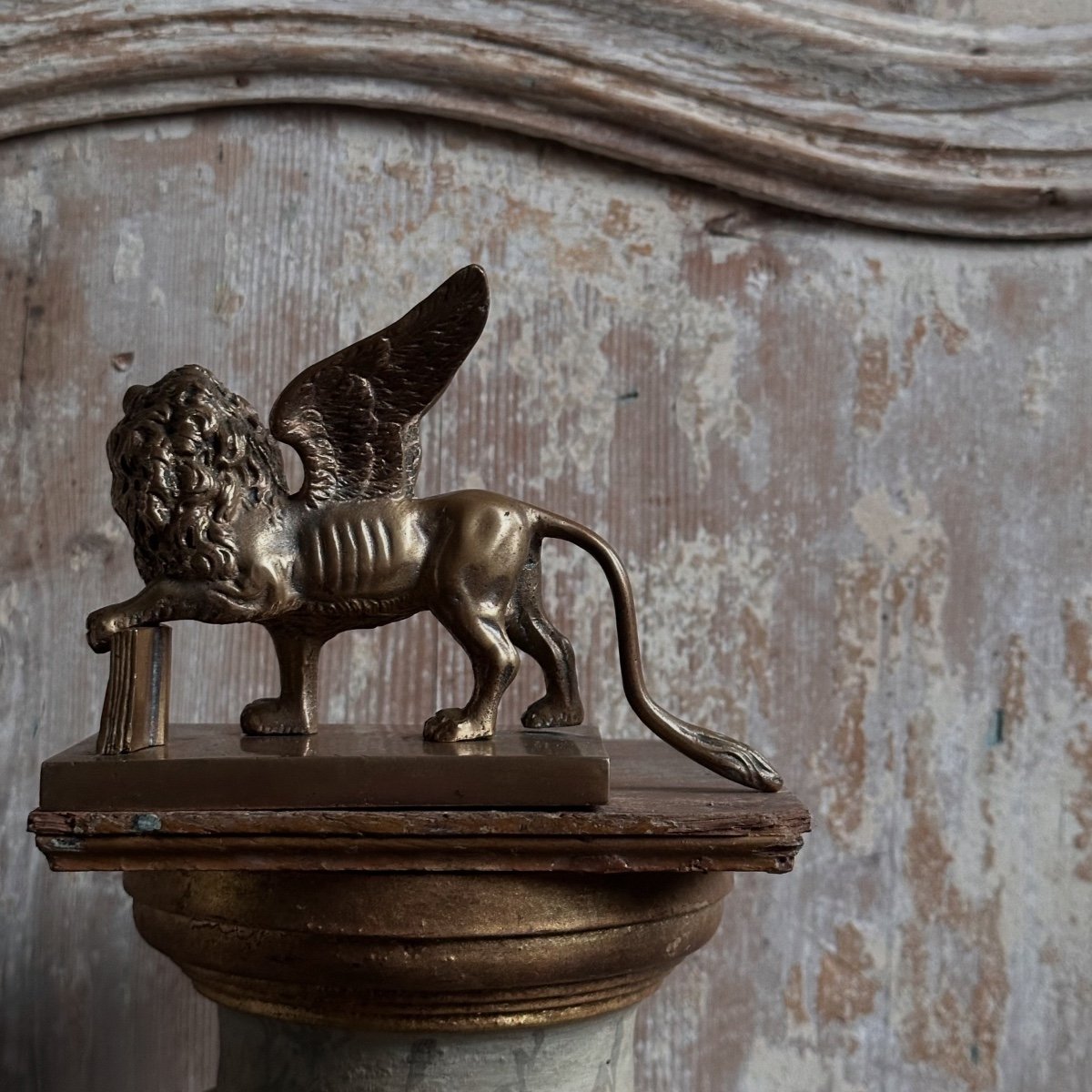 “winged Lion Of Saint Mark” On Bronze Base, Late 19th Century-photo-6