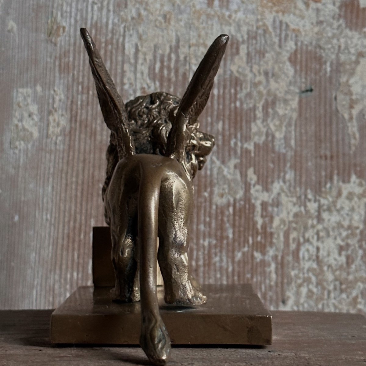 “winged Lion Of Saint Mark” On Bronze Base, Late 19th Century-photo-7