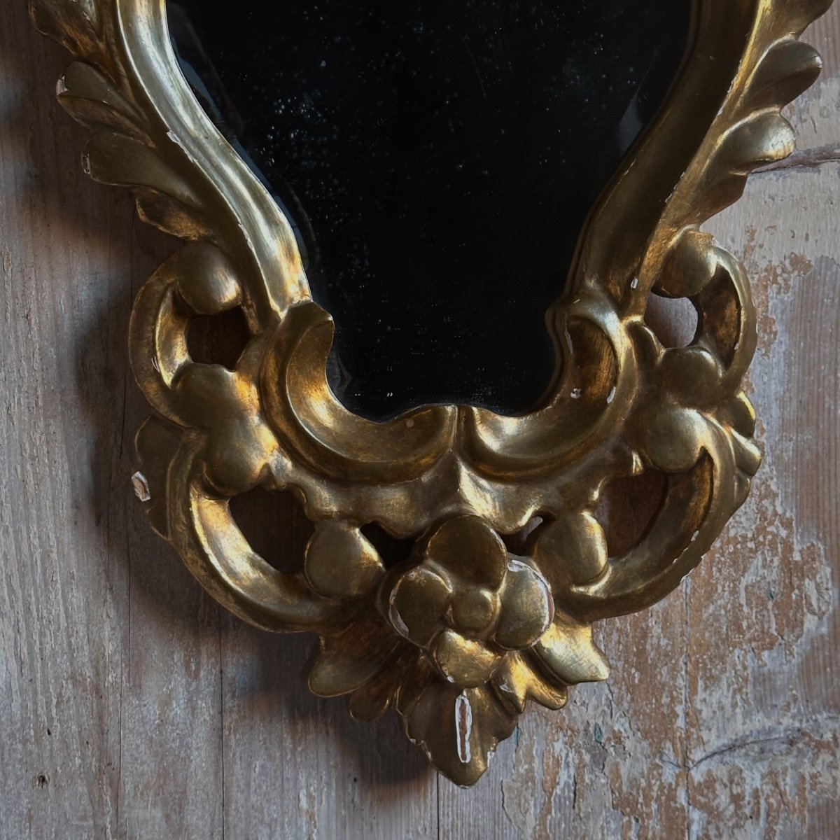 Miroir Baroque Bois Doré Italie Fin XIXe-photo-4