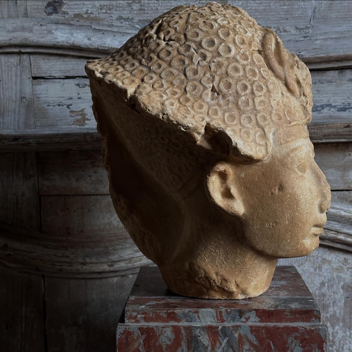 Head Of King Thutmose IV Plaster Cast Louvre Museum Late 19th/early 20th Century-photo-2