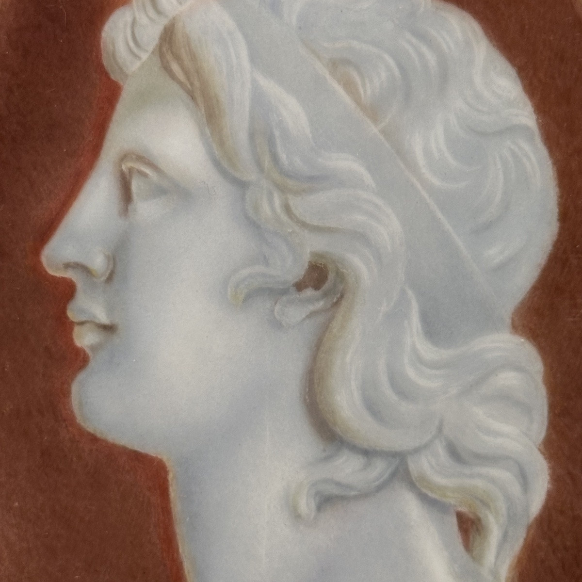 Profil à l’Antique - Peinture Sur Porcelaine En Médaillon -italie XIXe-photo-4