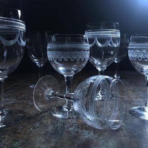 Series 12 Engraved Crystal Glasses Early Twentieth