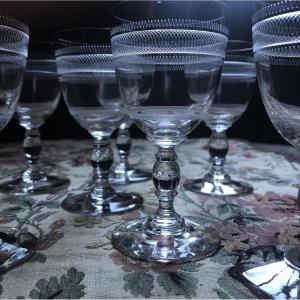 Série 8 Verres à Vin Blanc Cristal Gravé Baccarat ?FinXIXe