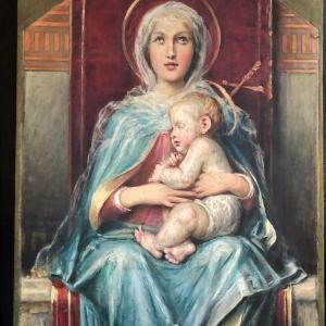 Painting “madonna And Child” Hst/egisto Sarri Circa 1880