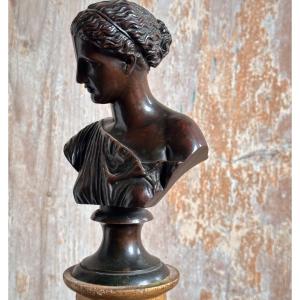 Petit Buste Bronze Diane De Gabies/artémis Fin XIXe