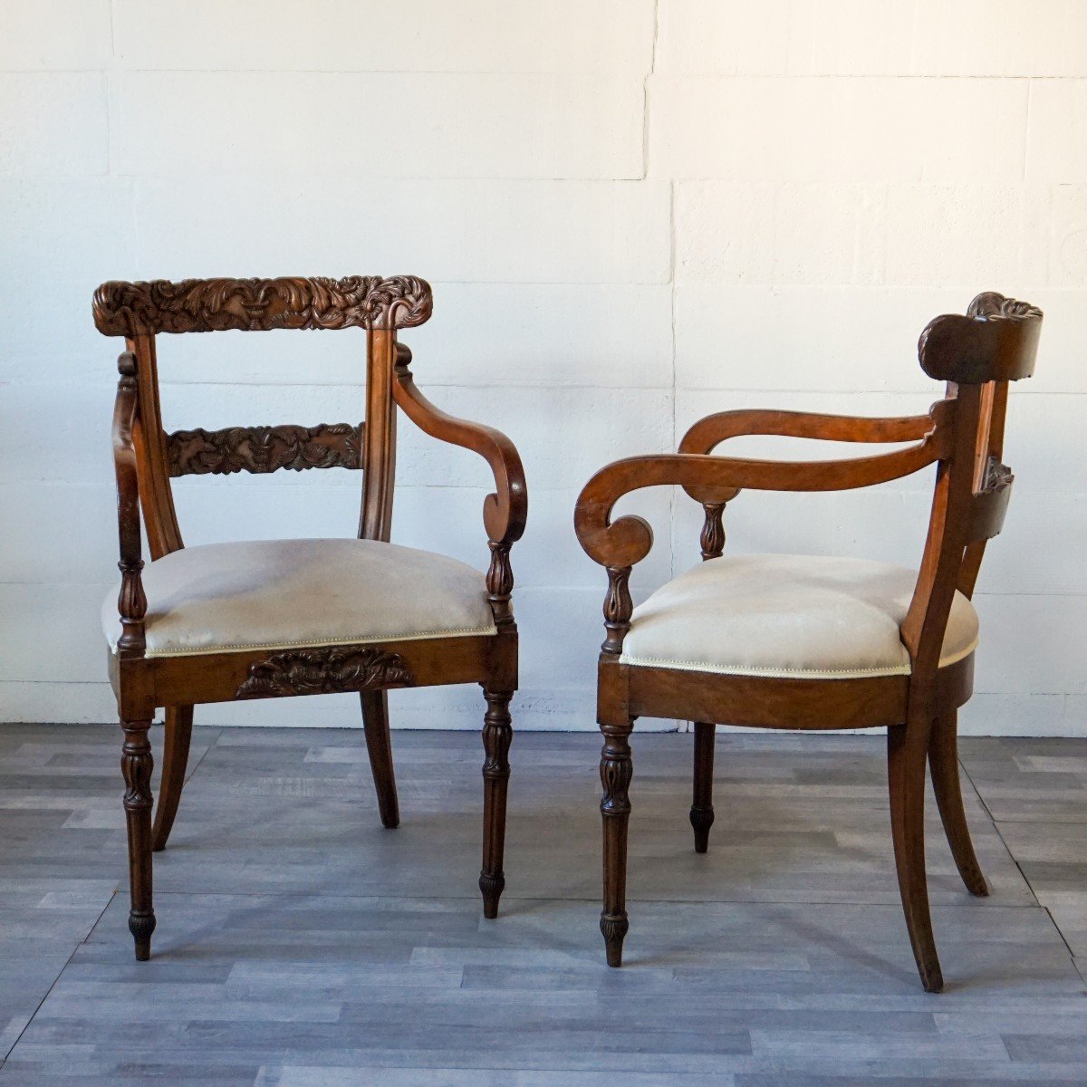 Pair Of Peters Armchairs - Charles X - Genoa (italy)-photo-1