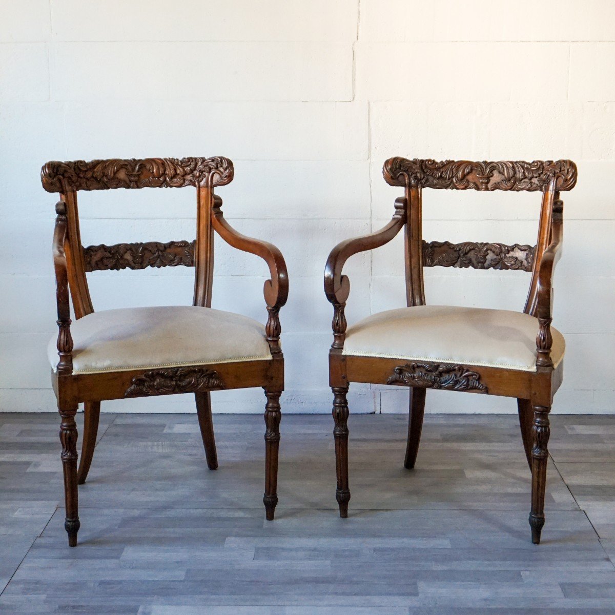 Pair Of Peters Armchairs - Charles X - Genoa (italy)