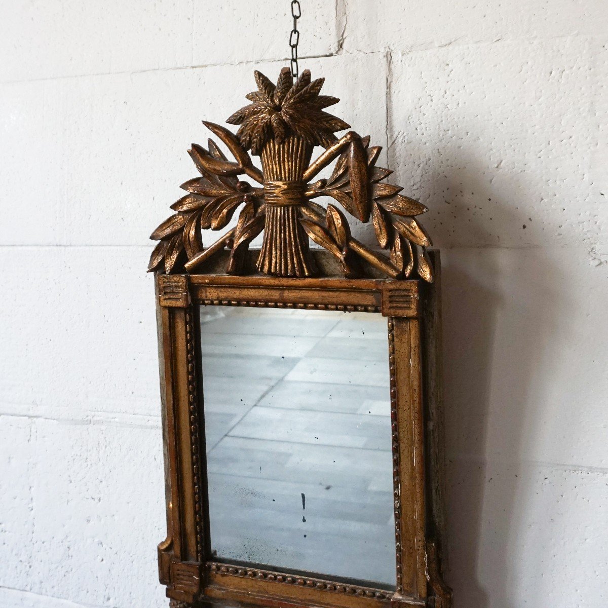 Miroir De Mariée En Bois Doré, époque Empire-photo-1